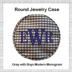 Image of Embroidered round jewelry case by Tailor and Blake Embroidery