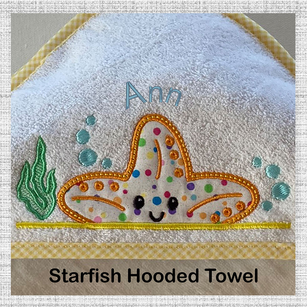 Image Close up of Starfish Embroidered applique Children's Hooded Towel